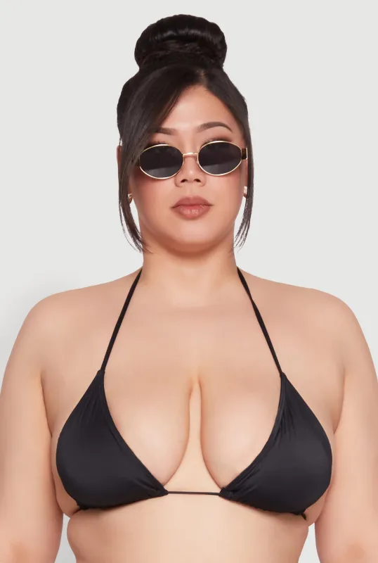 Plus Size Tie Back Triangle Swim Bikini Top sold by Rainbow