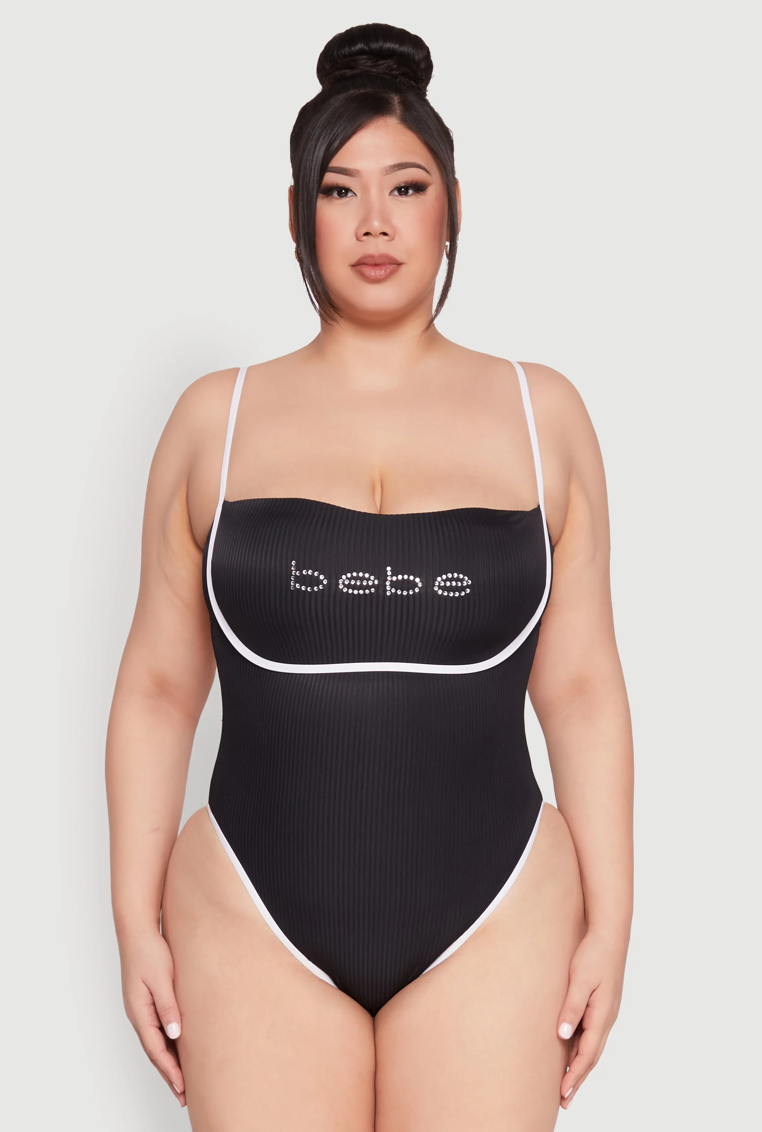 Plus Size Bebe Rhinestone Tie Back One Piece Swimsuit sold by Rainbow product image thumbnail 2