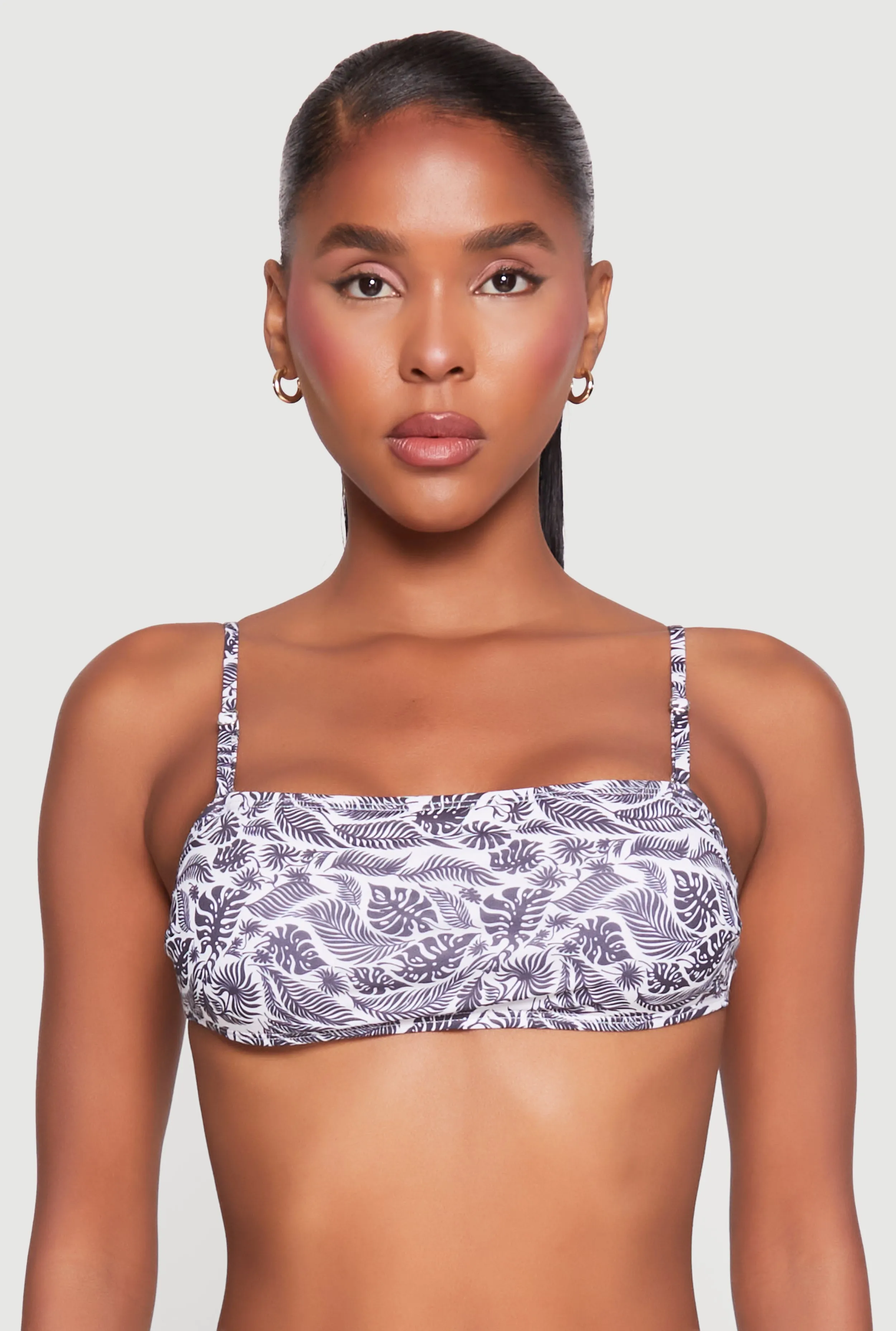 Leaf Print Bandeau Bikini Top sold by Rainbow