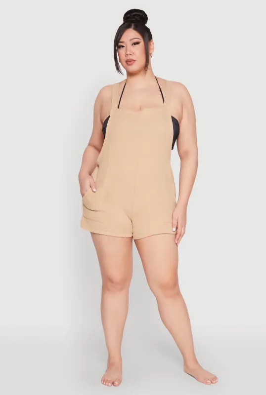 Plus Size Nicole Miller Gauze Knit Romper sold by Rainbow