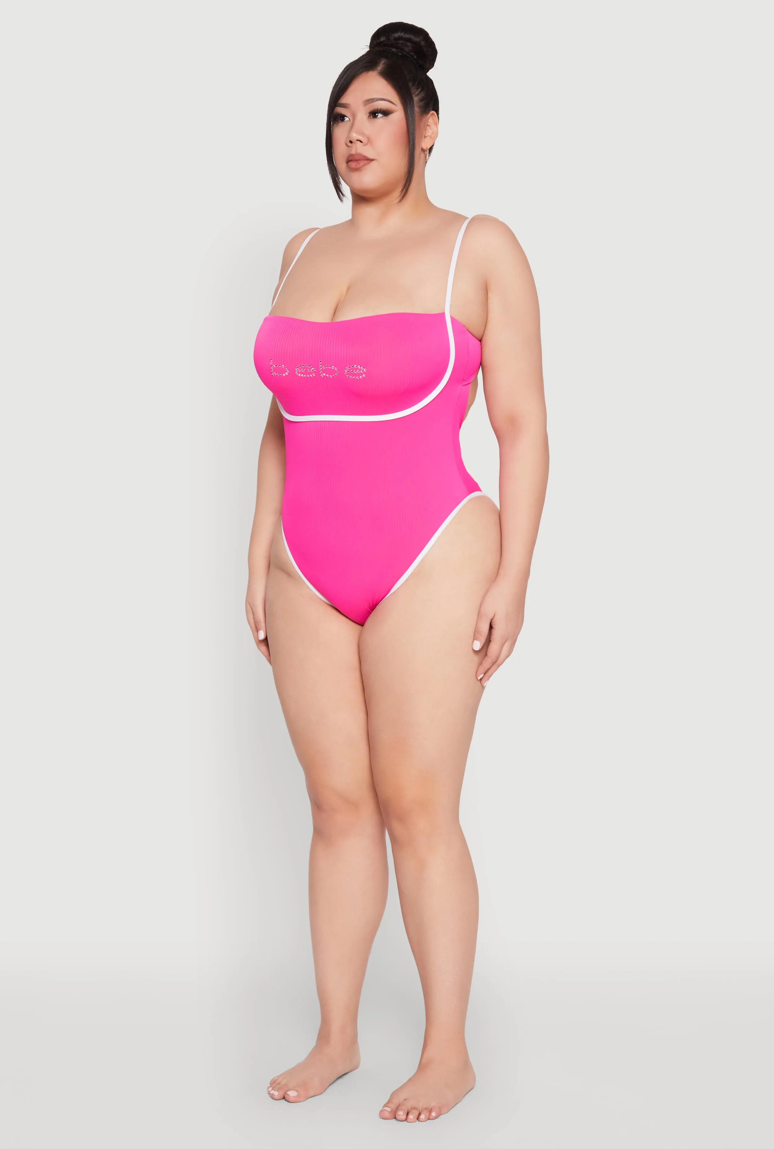 Plus Size Bebe Rhinestone Tie Back One Piece Swimsuit sold by Rainbow product image thumbnail 5