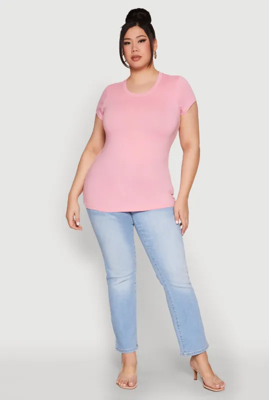 Plus Size Basic Crew Neck Tee sold by Rainbow