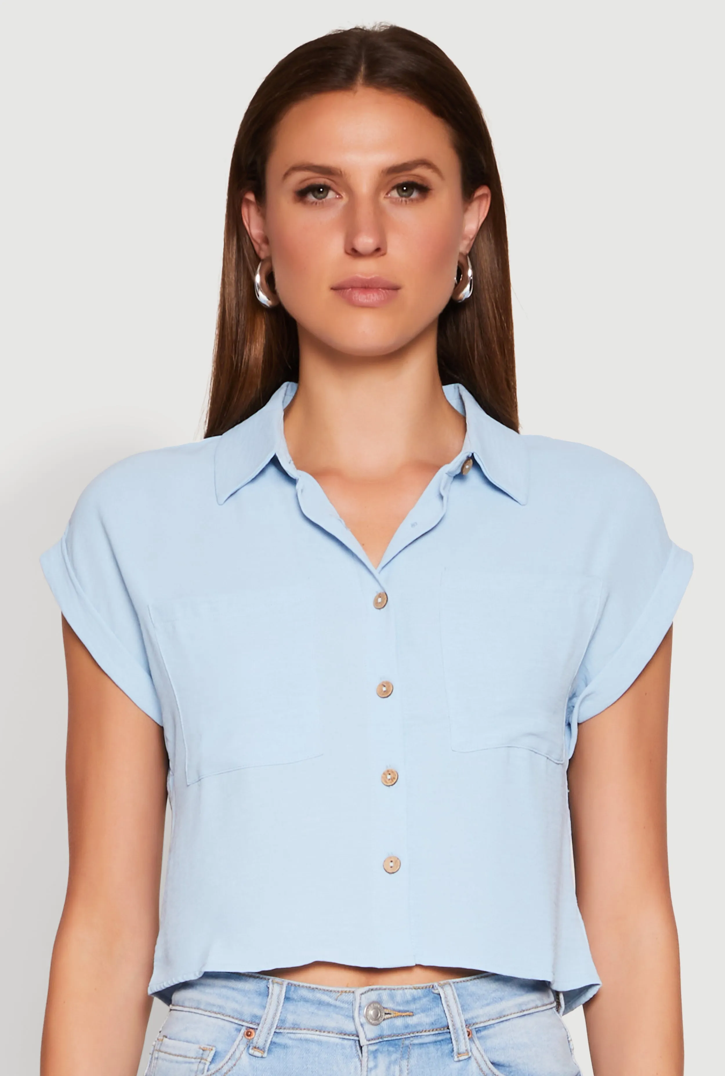 Crepe Knit Cropped Shirt sold by Rainbow product image thumbnail 2