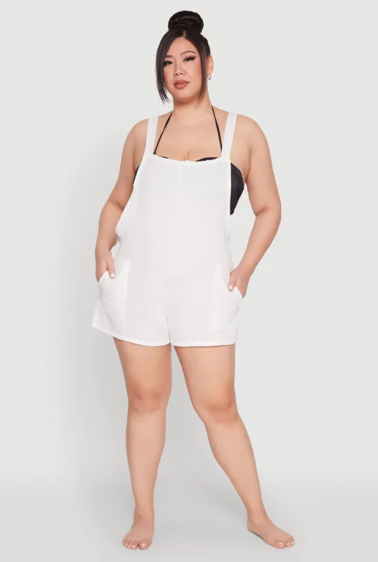 Plus Size Nicole Miller Gauze Knit Romper sold by Rainbow