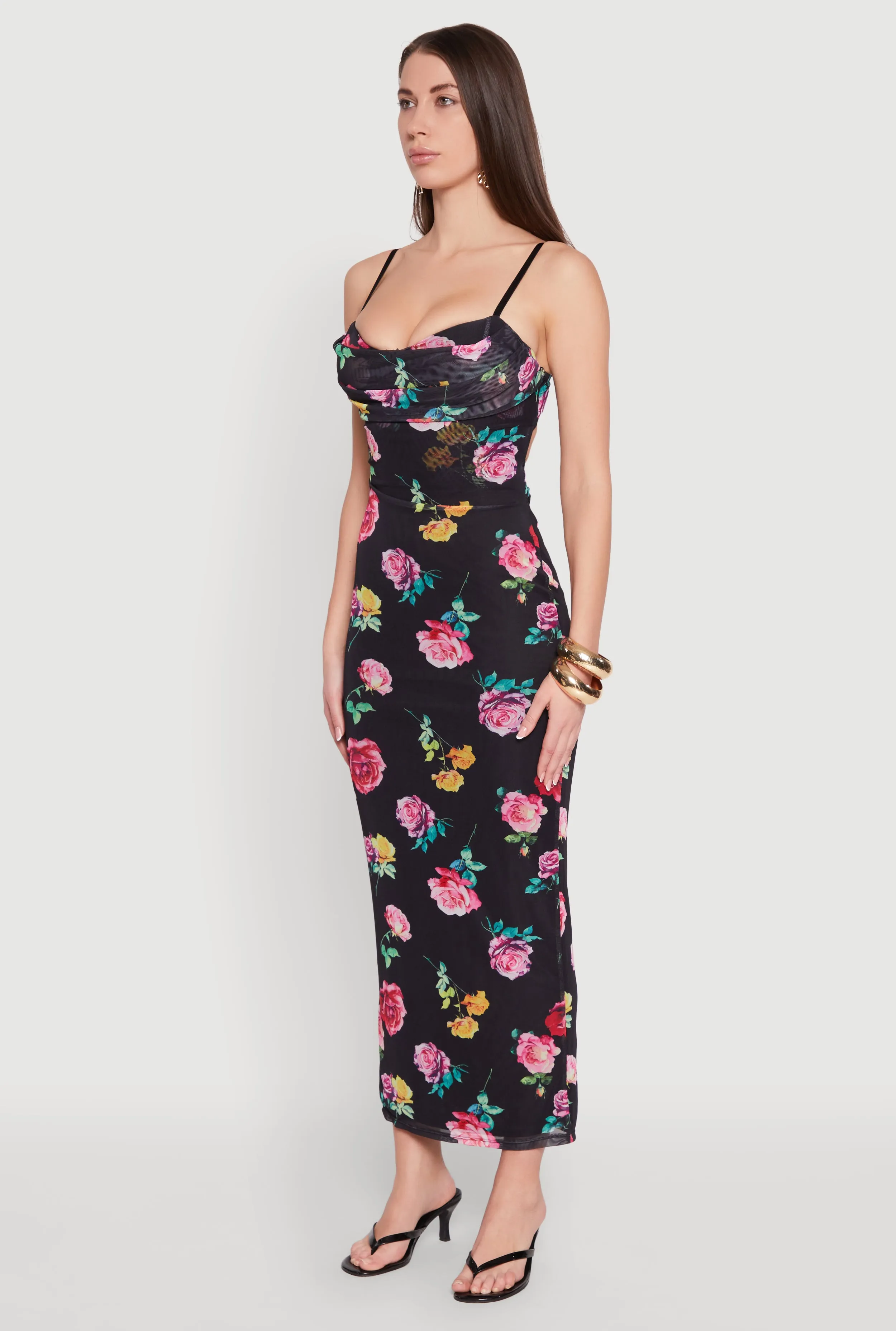 Almost Famous Mesh Cowl Neck Maxi Dress sold by Rainbow product image thumbnail 3