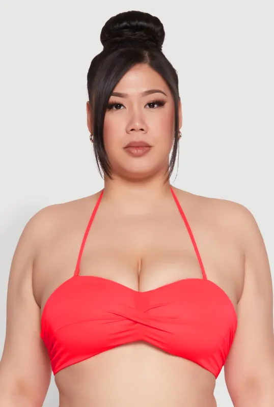Plus Size Twist Front Swim Bikini Top sold by Rainbow