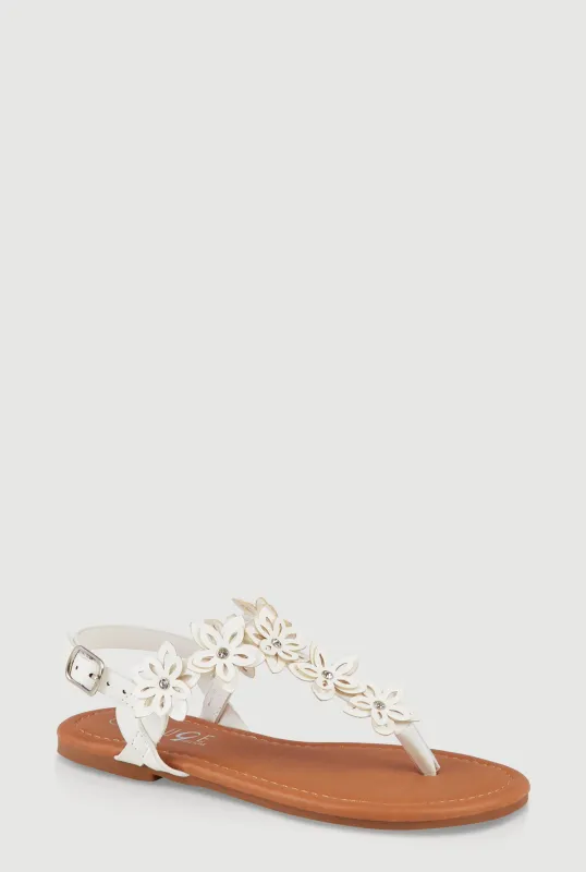 Girls Flower Ankle Strap Thong Sandals sold by Rainbow