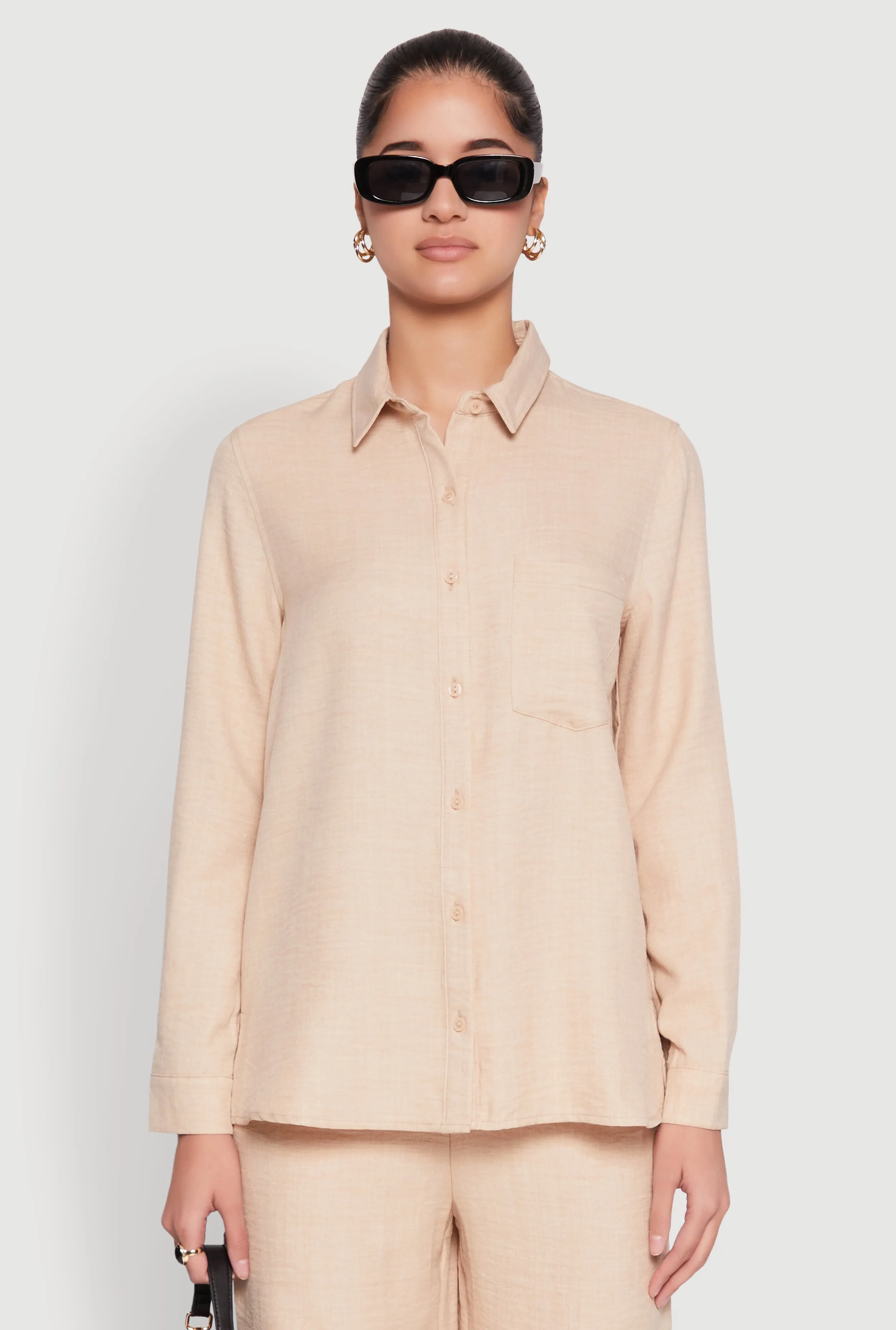 Oversized Linen Button Front Shirt sold by Rainbow
