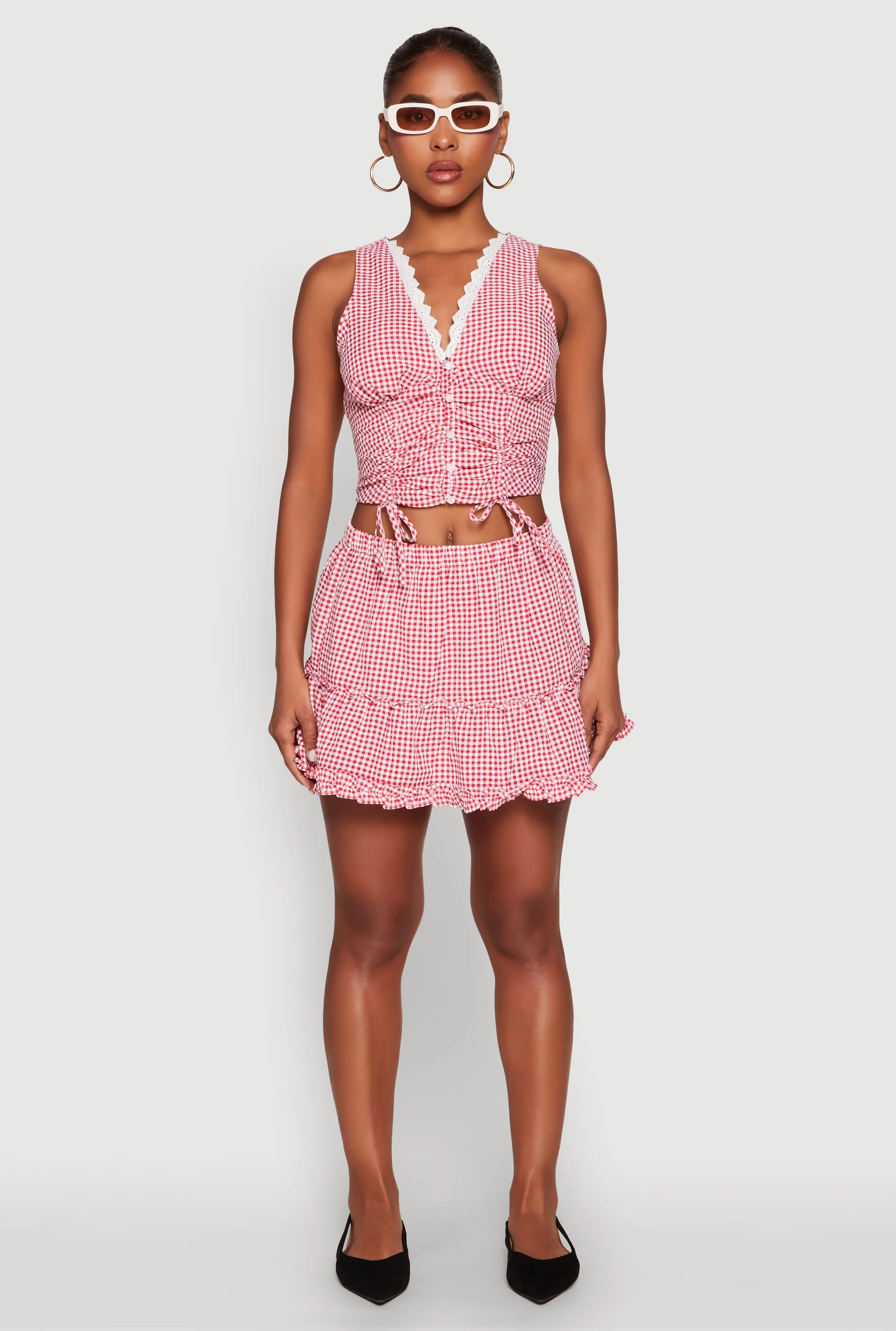 Almost Famous Gingham Ruffled Mini Skirt sold by Rainbow product image thumbnail 2
