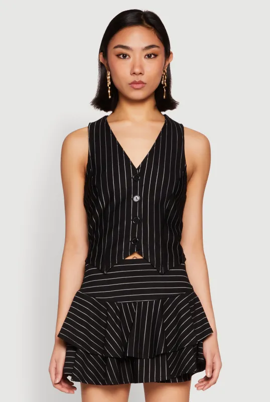 Pinstripe Cropped Vest sold by Rainbow