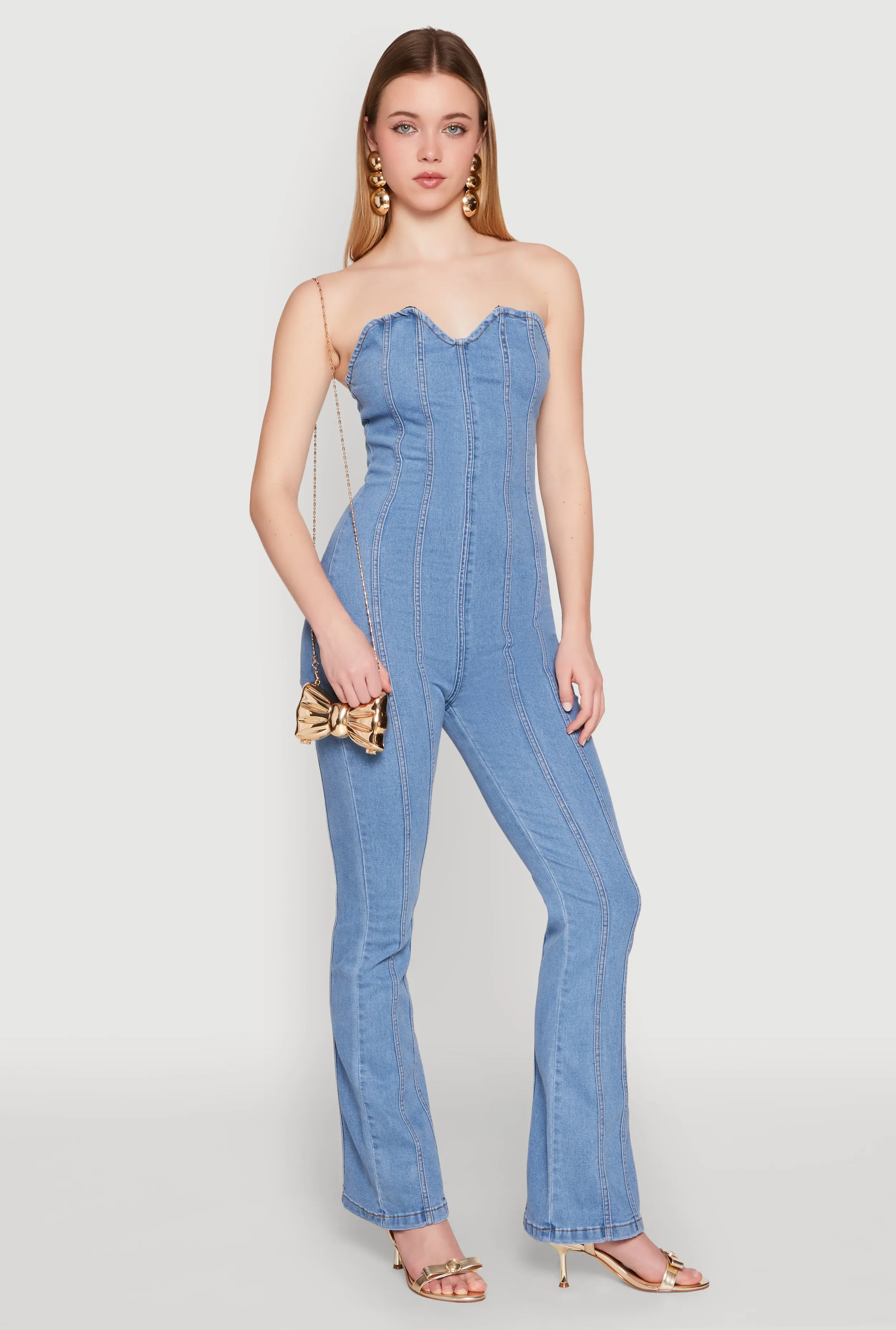 Denim Pintuck Jumpsuit sold by Rainbow