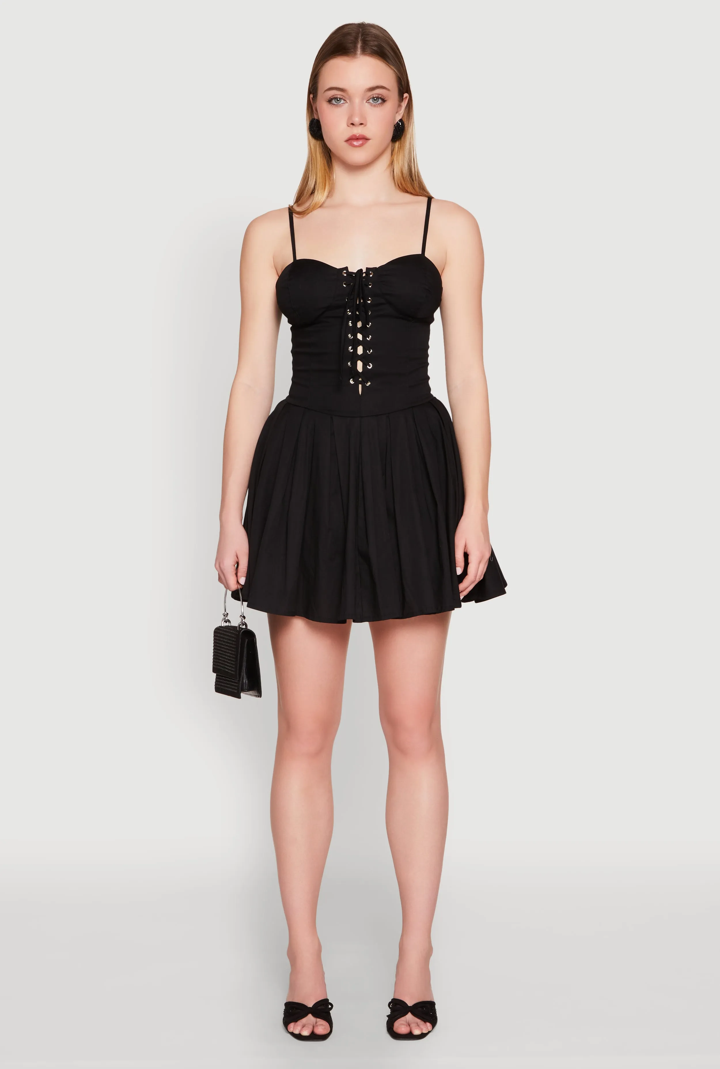 Lace Up Bustier Skater Dress sold by Rainbow