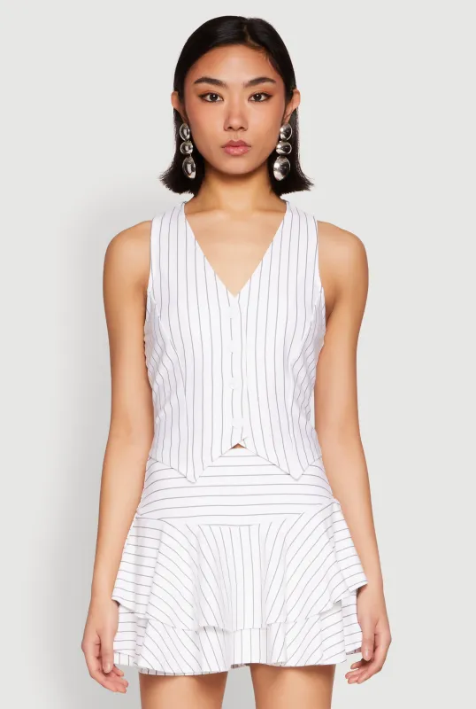 Pinstripe Cropped Vest sold by Rainbow
