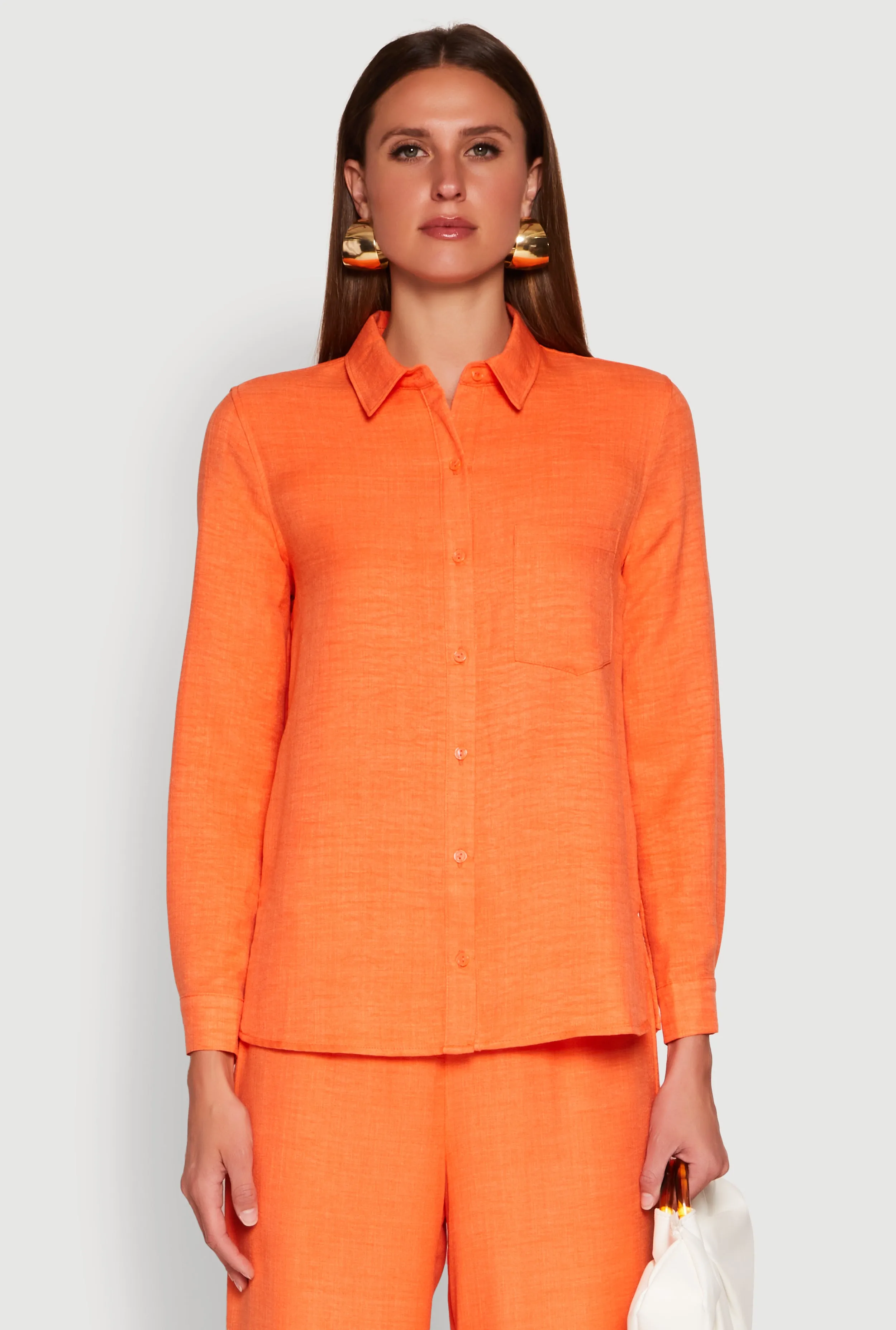 Oversized Linen Button Front Shirt sold by Rainbow