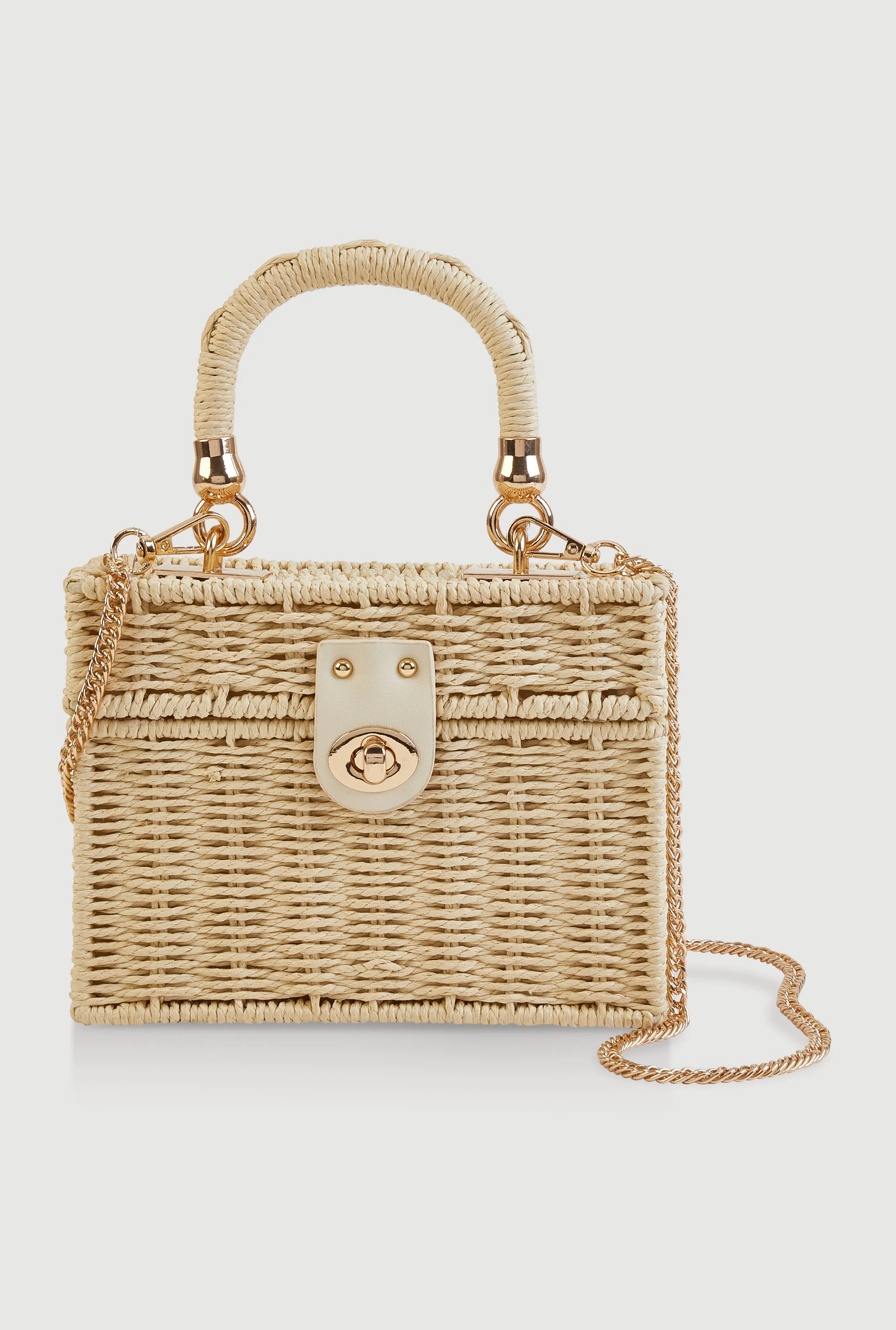 Straw Convertible Top Handle Box Bag sold by Rainbow