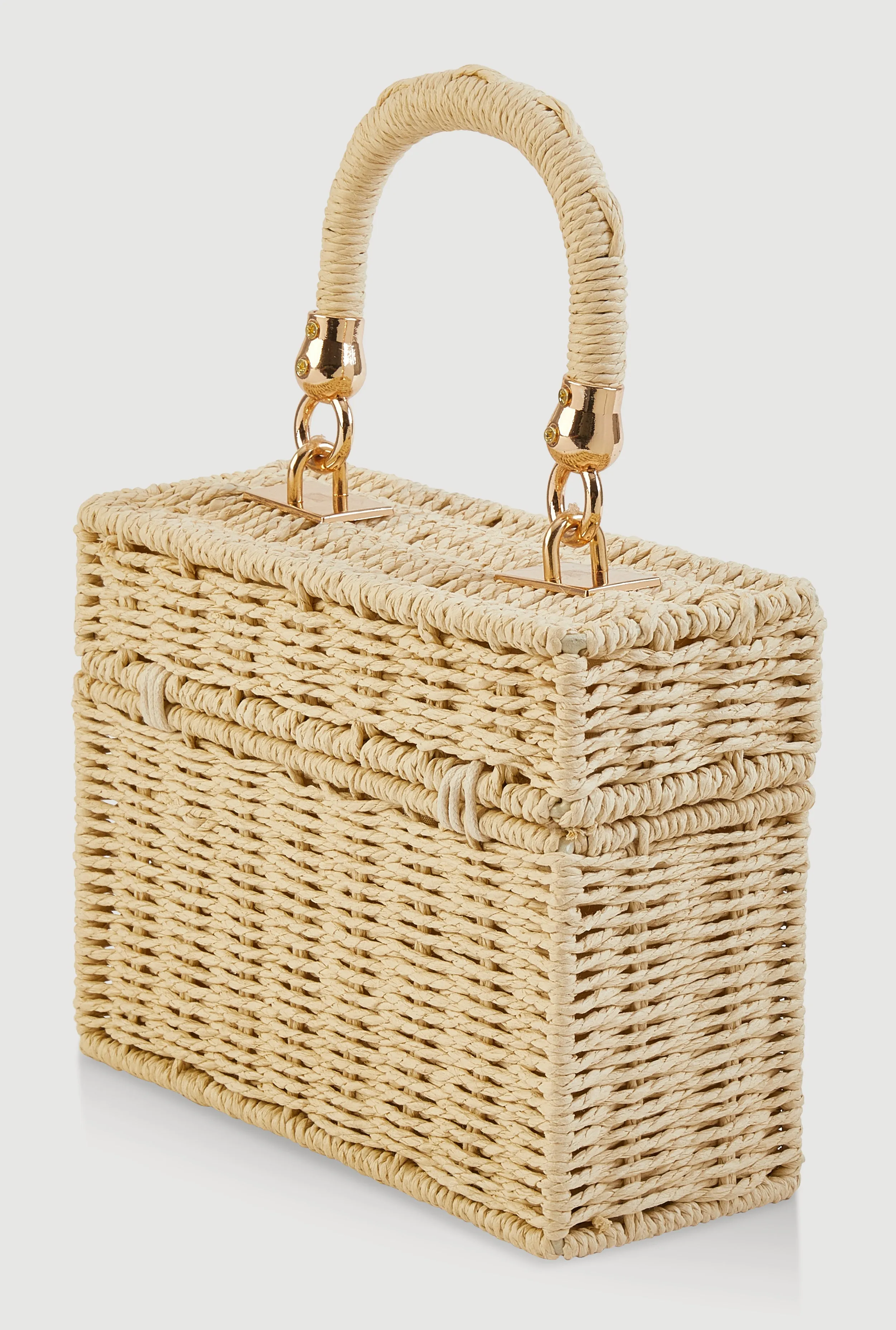 Straw Convertible Top Handle Box Bag sold by Rainbow product image thumbnail 5