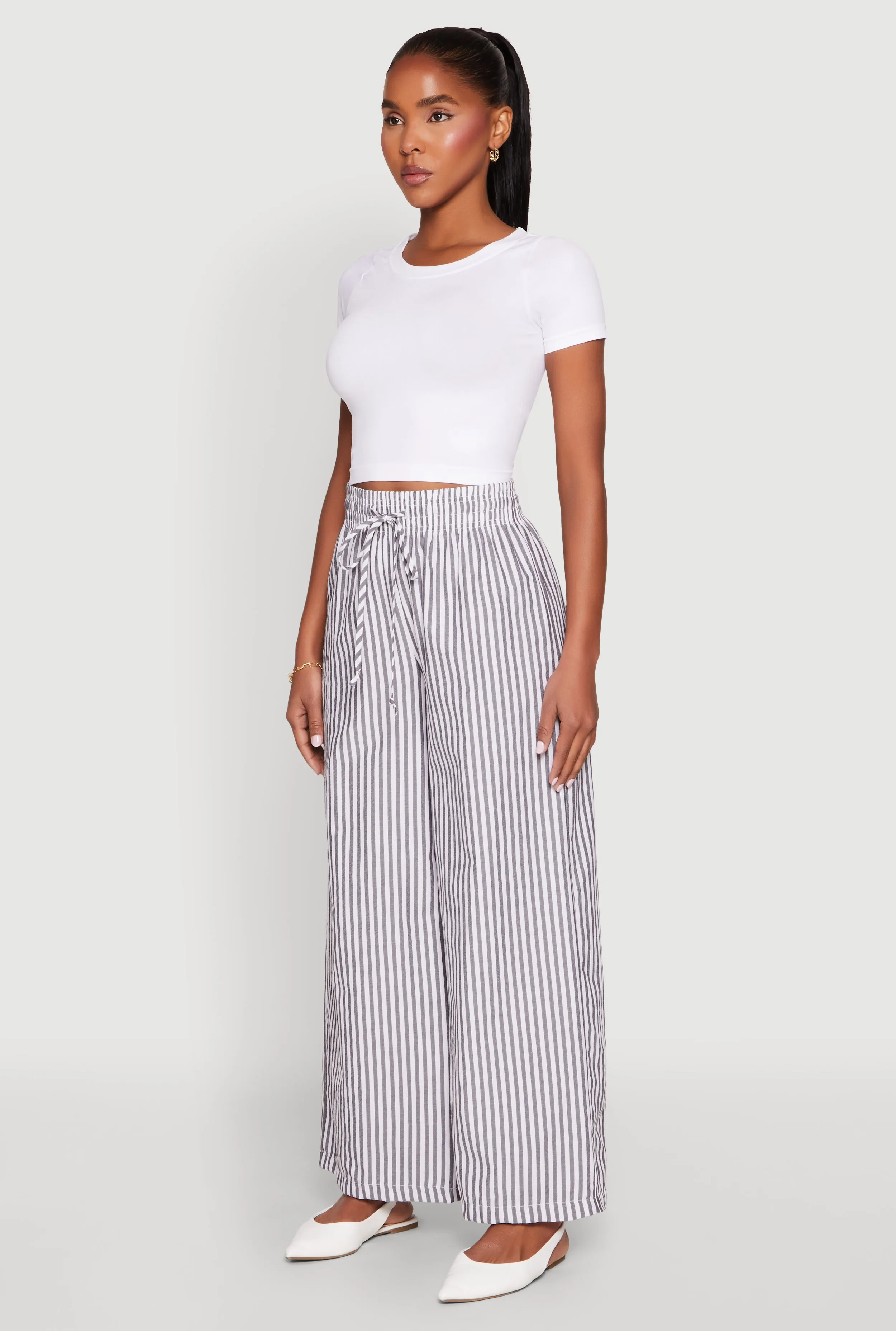 Striped Drawstring Wide Leg Pants sold by Rainbow product image thumbnail 3