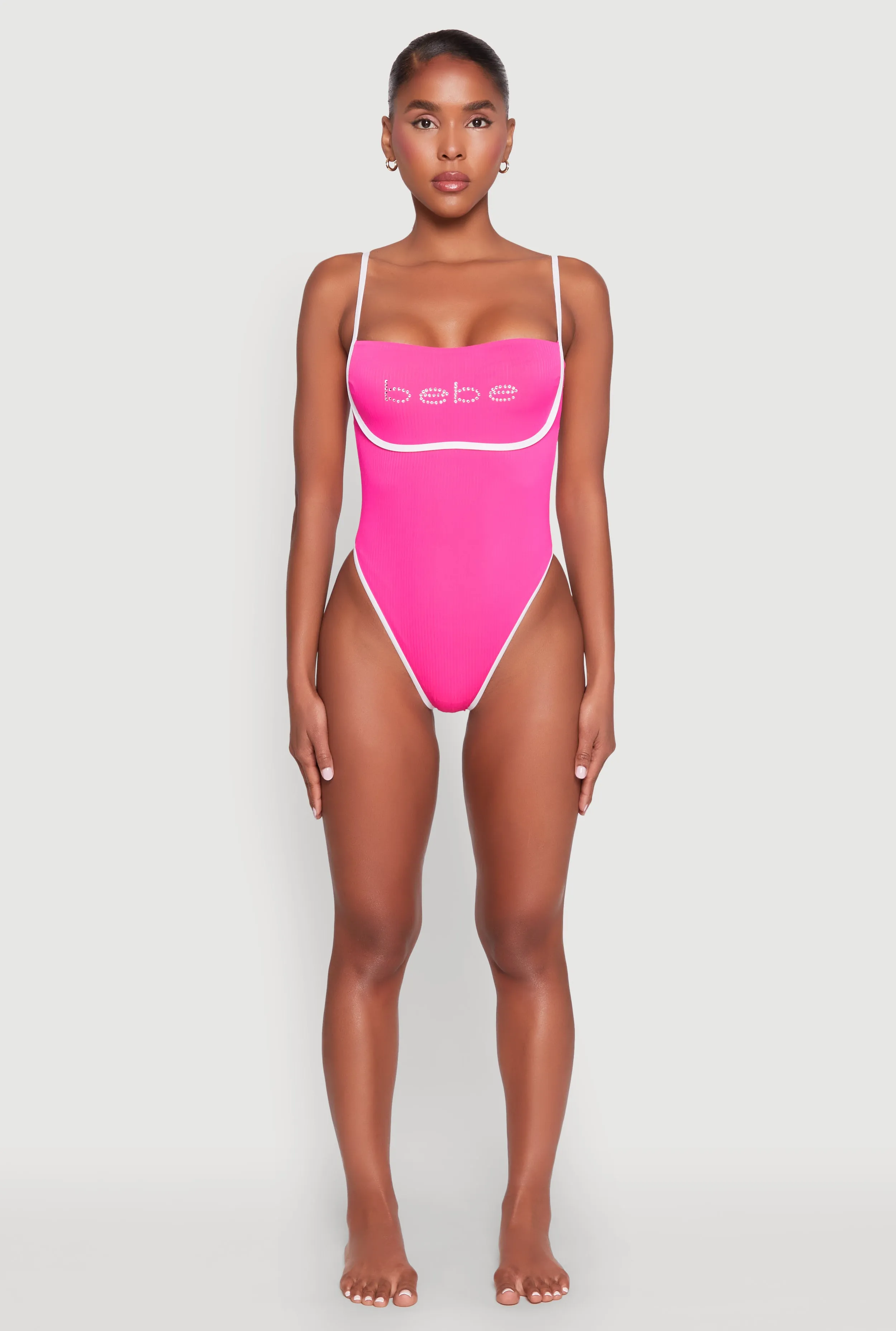 Bebe Rhinestone Tie Back One Piece Swimsuit sold by Rainbow product image thumbnail 3