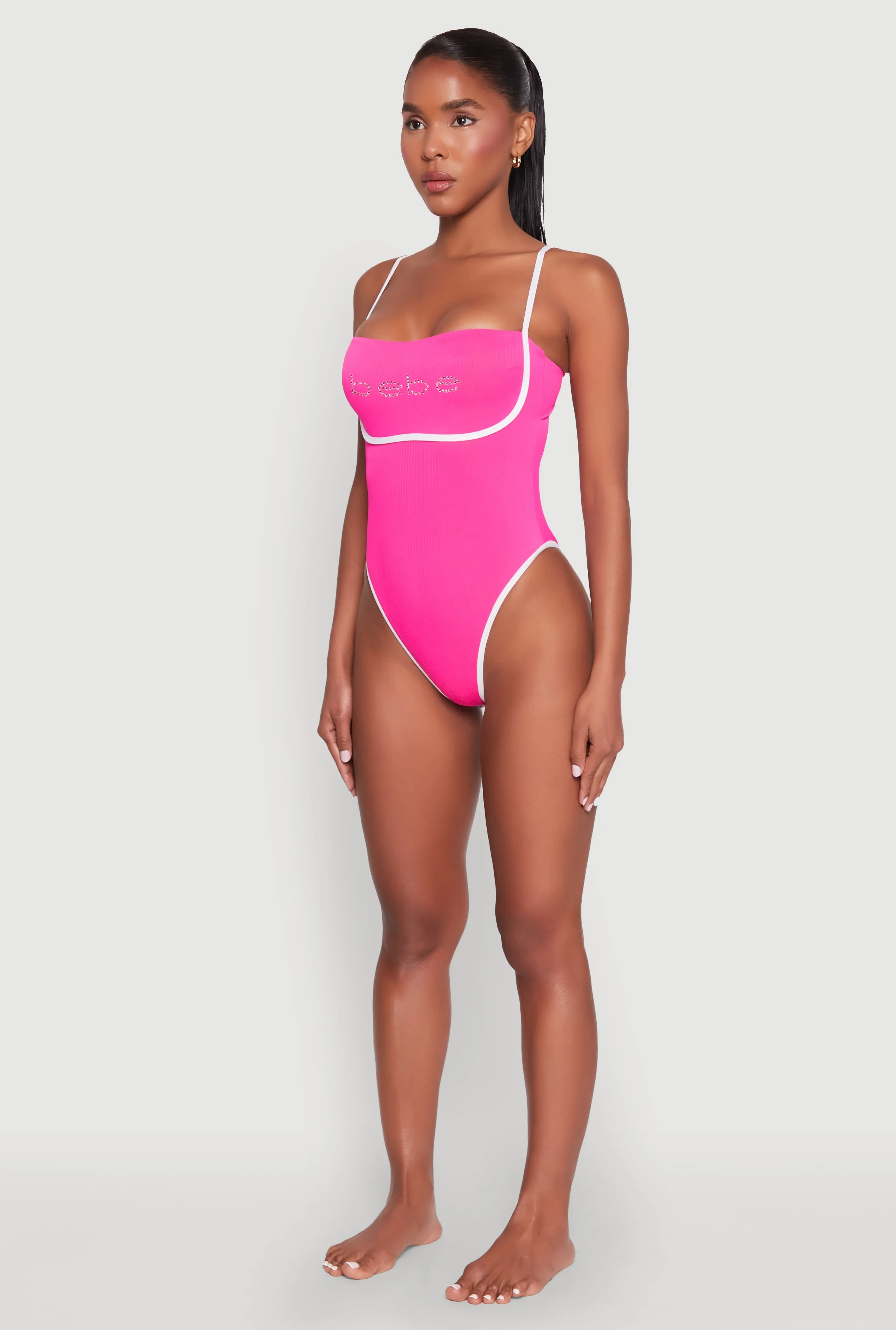 Bebe Rhinestone Tie Back One Piece Swimsuit sold by Rainbow product image thumbnail 5