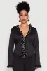Plus Size Ruffle Trim Tie Front Blouse sold by Rainbow