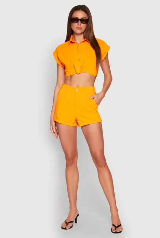 High Waisted Cuffed Shorts sold by Rainbow