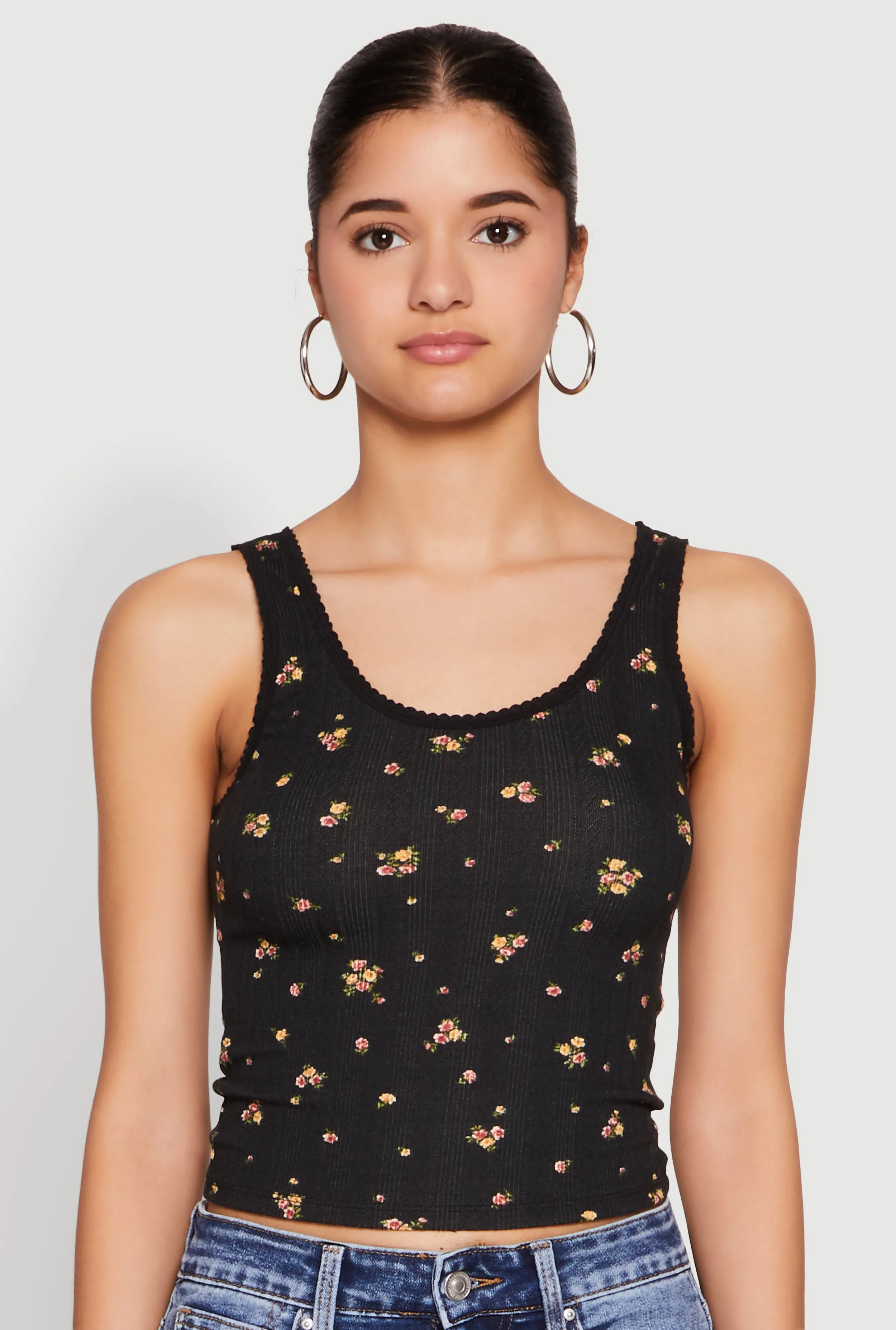 Ribbed Knit Floral Print Tank Top sold by Rainbow product image thumbnail 2