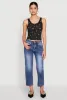 Ribbed Knit Floral Print Tank Top sold by Rainbow