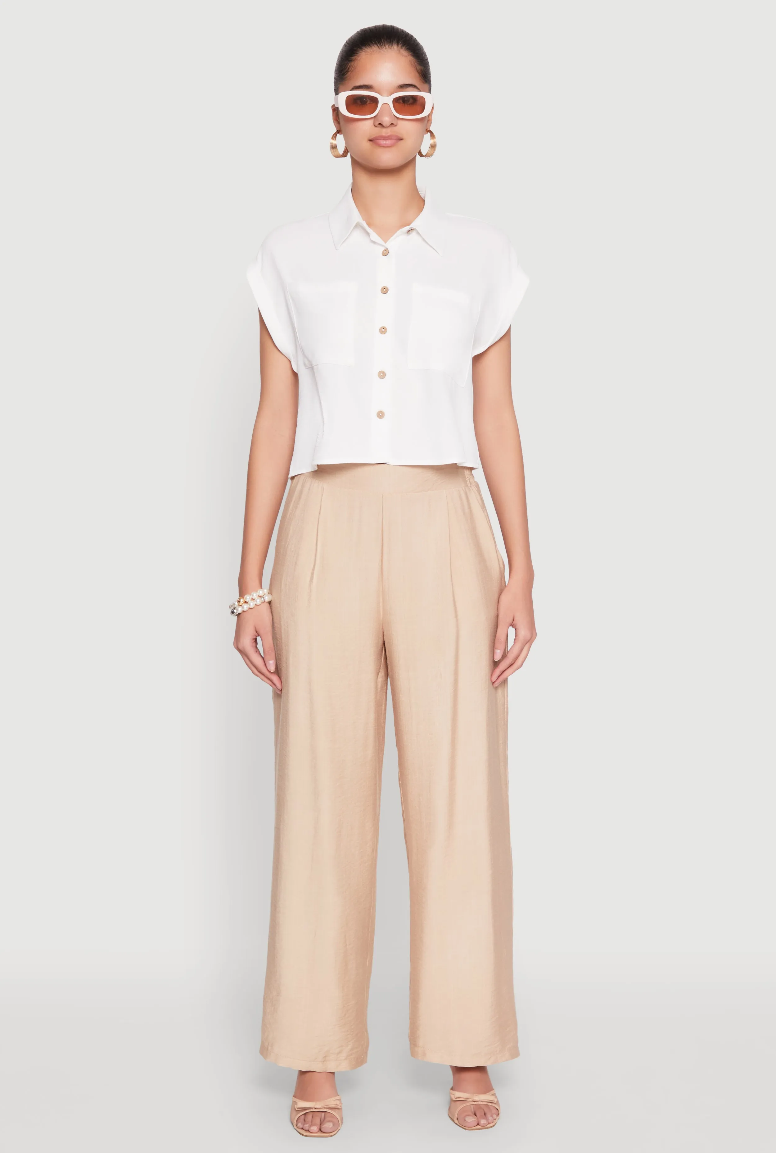 Crepe Knit Cropped Shirt sold by Rainbow product image thumbnail 3