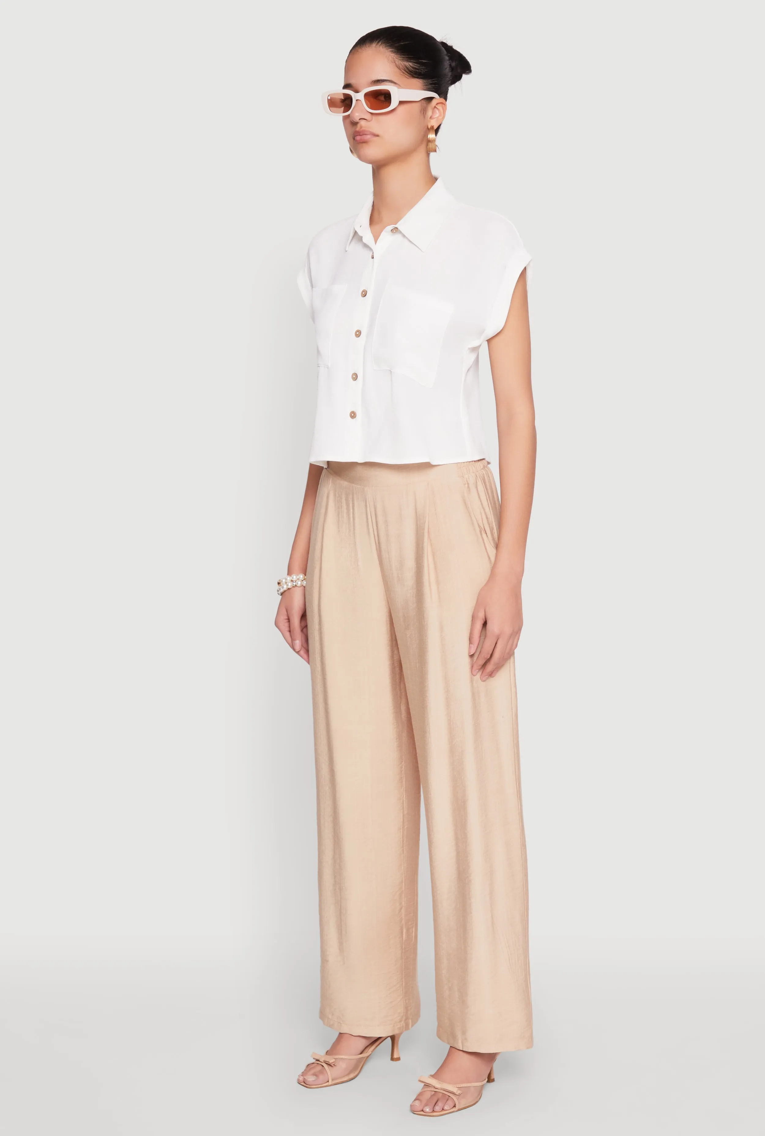 Crepe Knit Cropped Shirt sold by Rainbow product image thumbnail 5