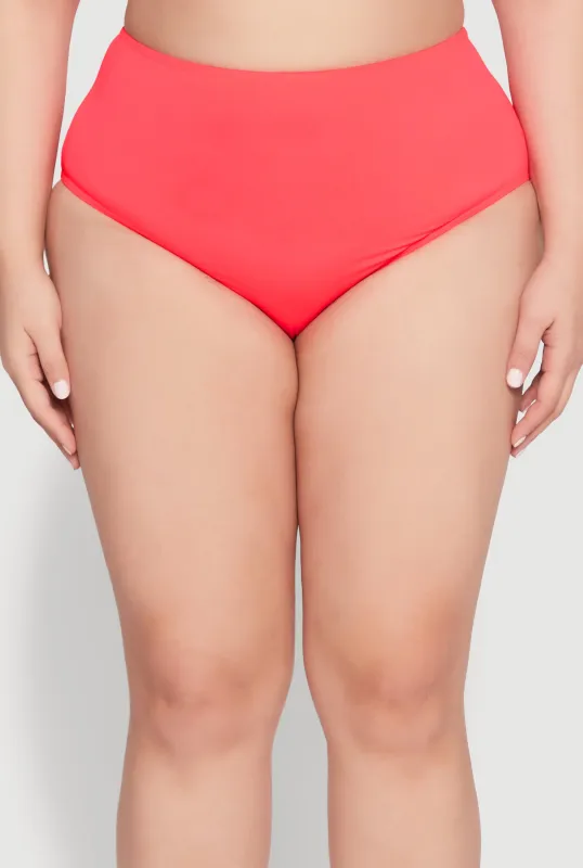 Plus Size High Waist Swim Bikini Bottoms sold by Rainbow