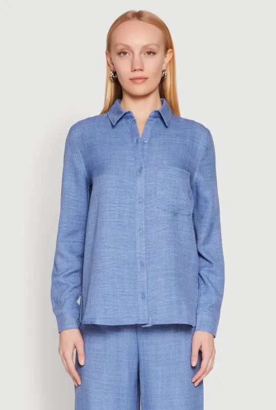 Oversized Linen Button Front Shirt sold by Rainbow