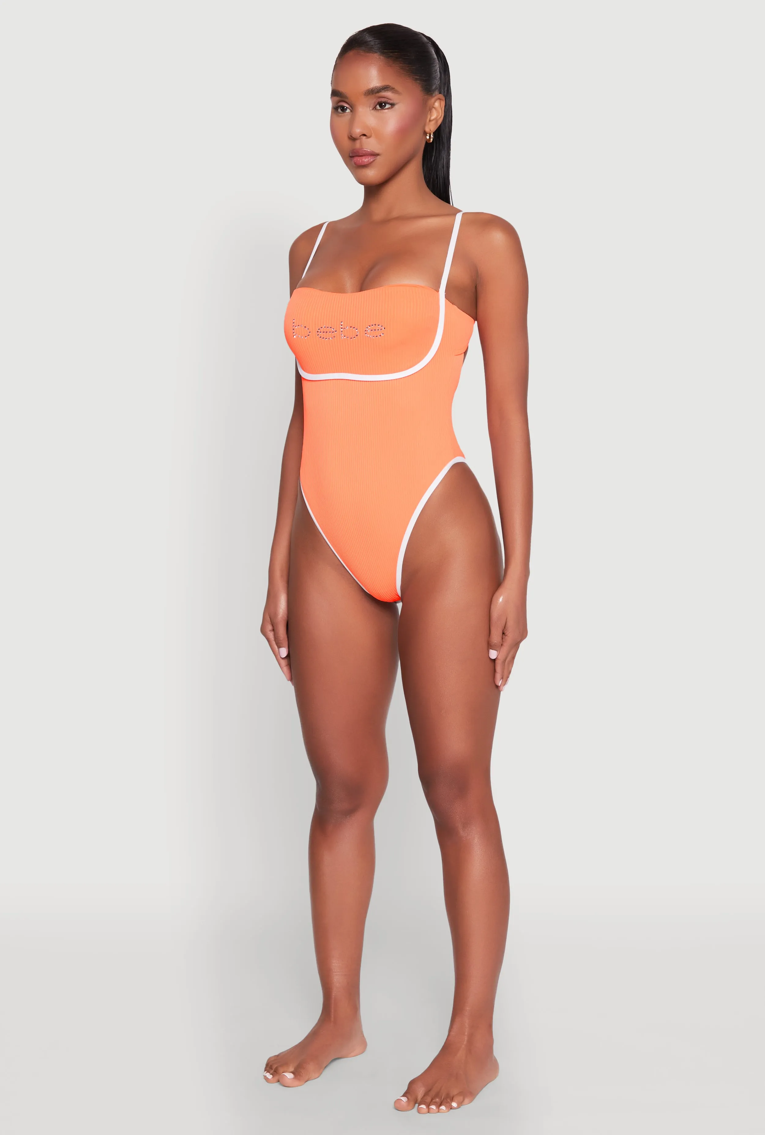 Bebe Rhinestone Tie Back One Piece Swimsuit sold by Rainbow product image thumbnail 5