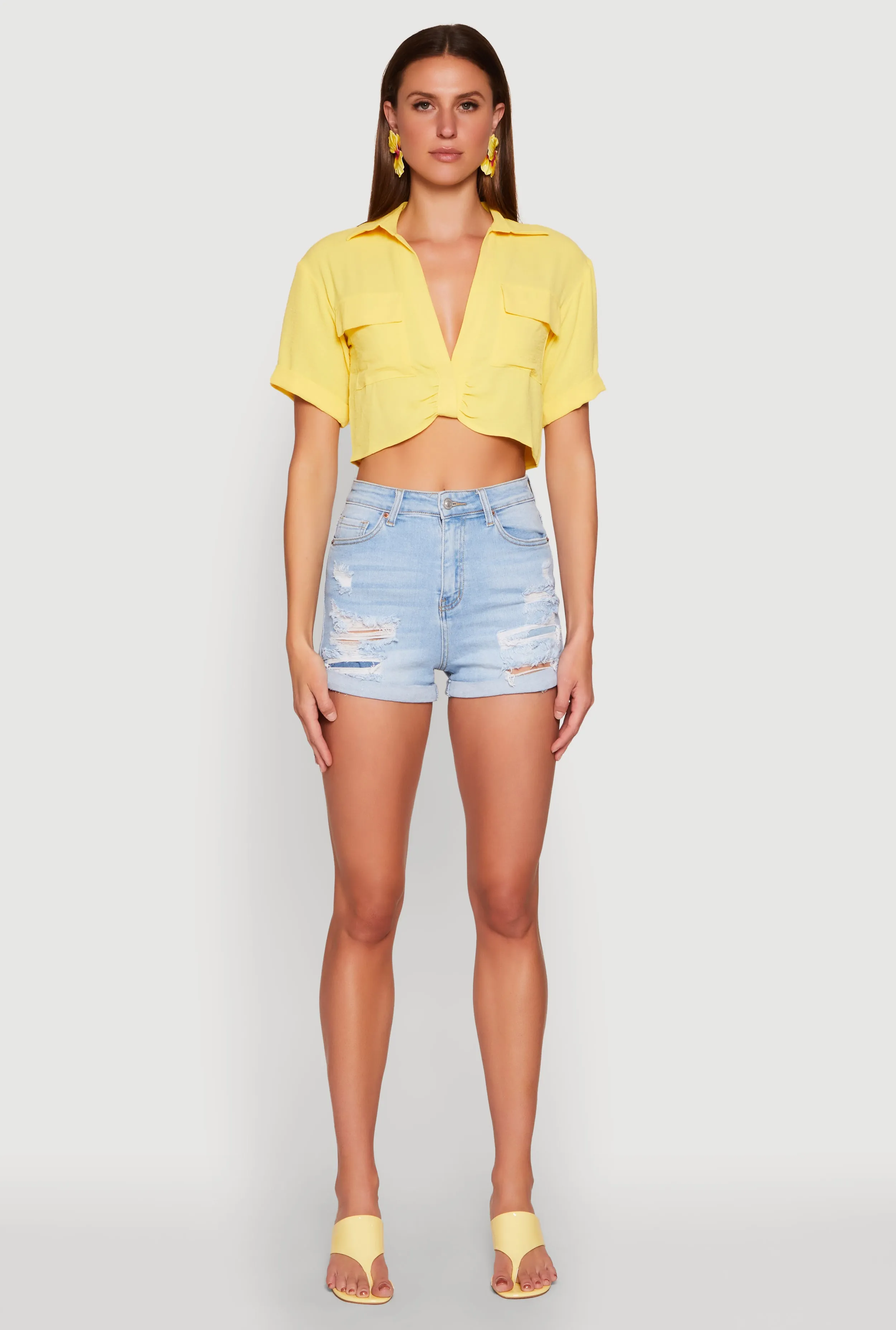 Crepe Knit Plunge Twist Front Shirt sold by Rainbow product image thumbnail 3