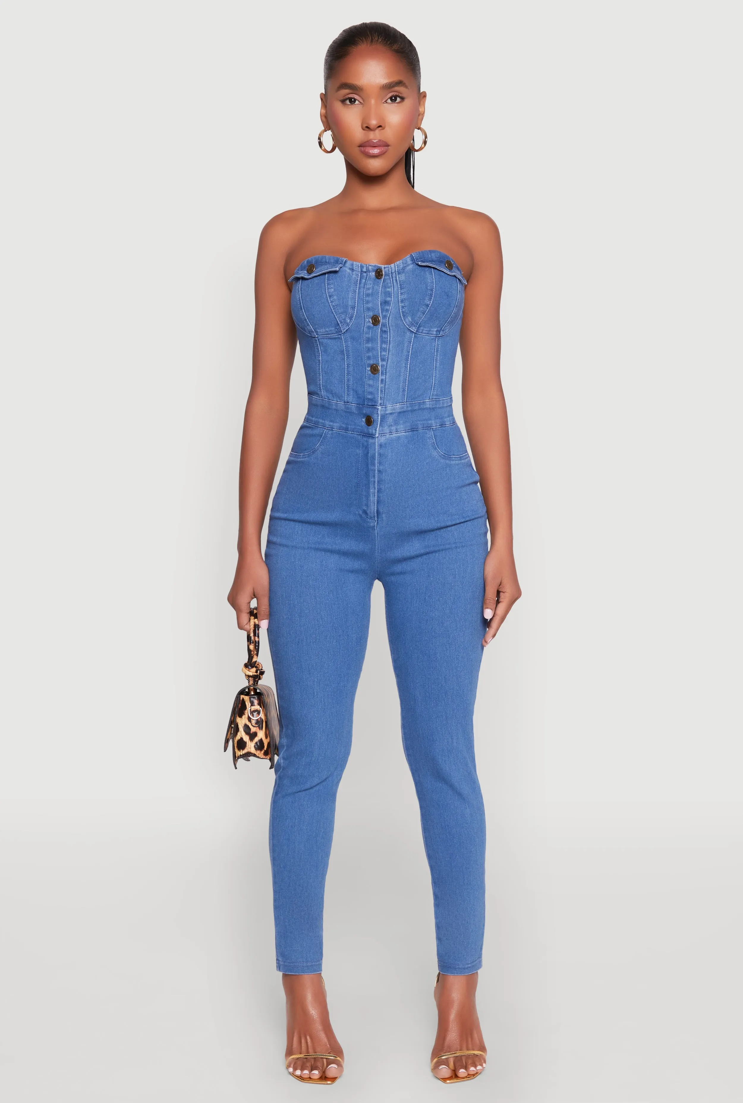 Haute Monde Denim Sweetheart Neckline Jumpsuit sold by Rainbow product image thumbnail 2