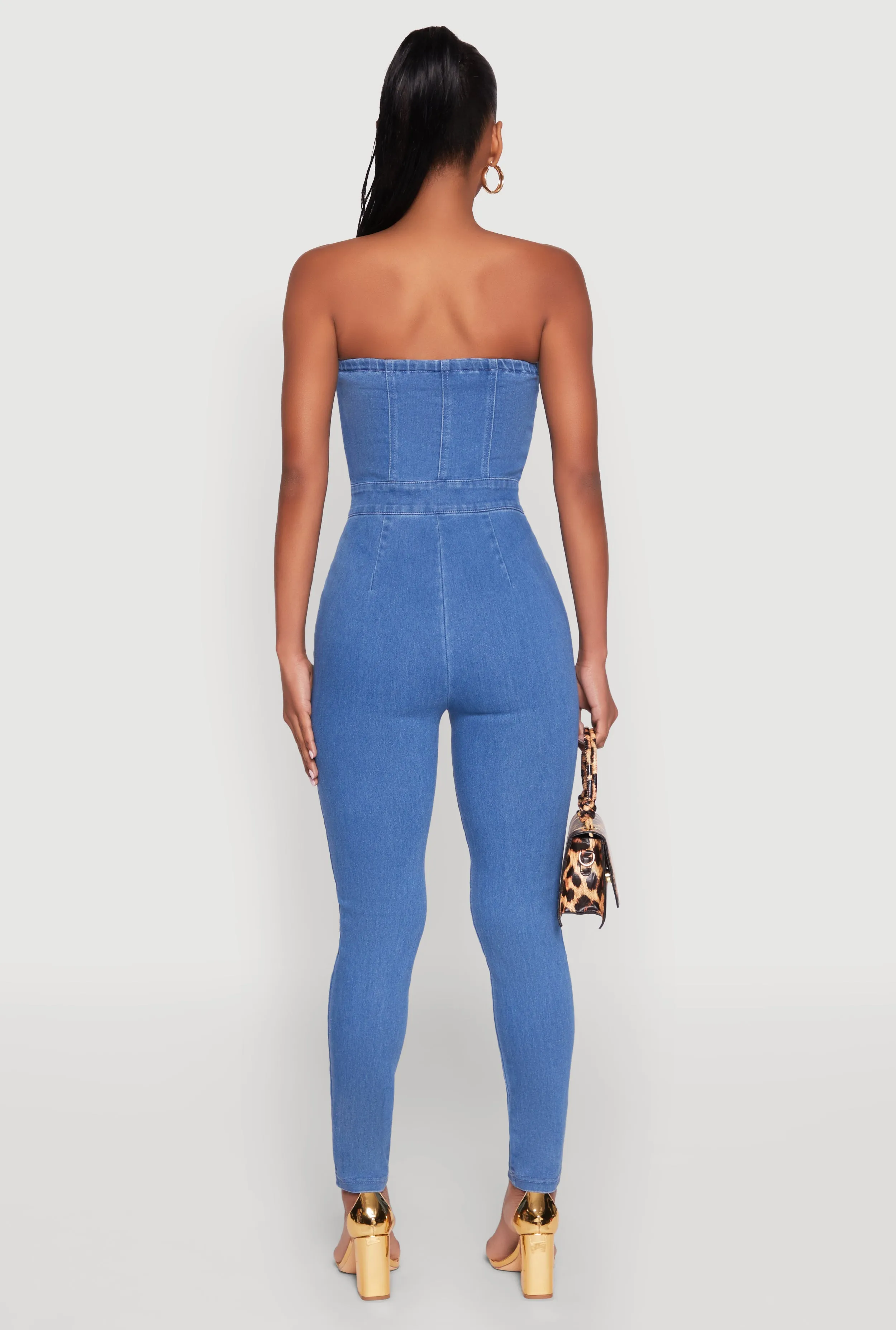 Haute Monde Denim Sweetheart Neckline Jumpsuit sold by Rainbow product image thumbnail 5