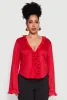 Plus Size Ruffle Trim Tie Front Blouse sold by Rainbow
