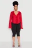 Plus Size Ruffle Trim Tie Front Blouse sold by Rainbow