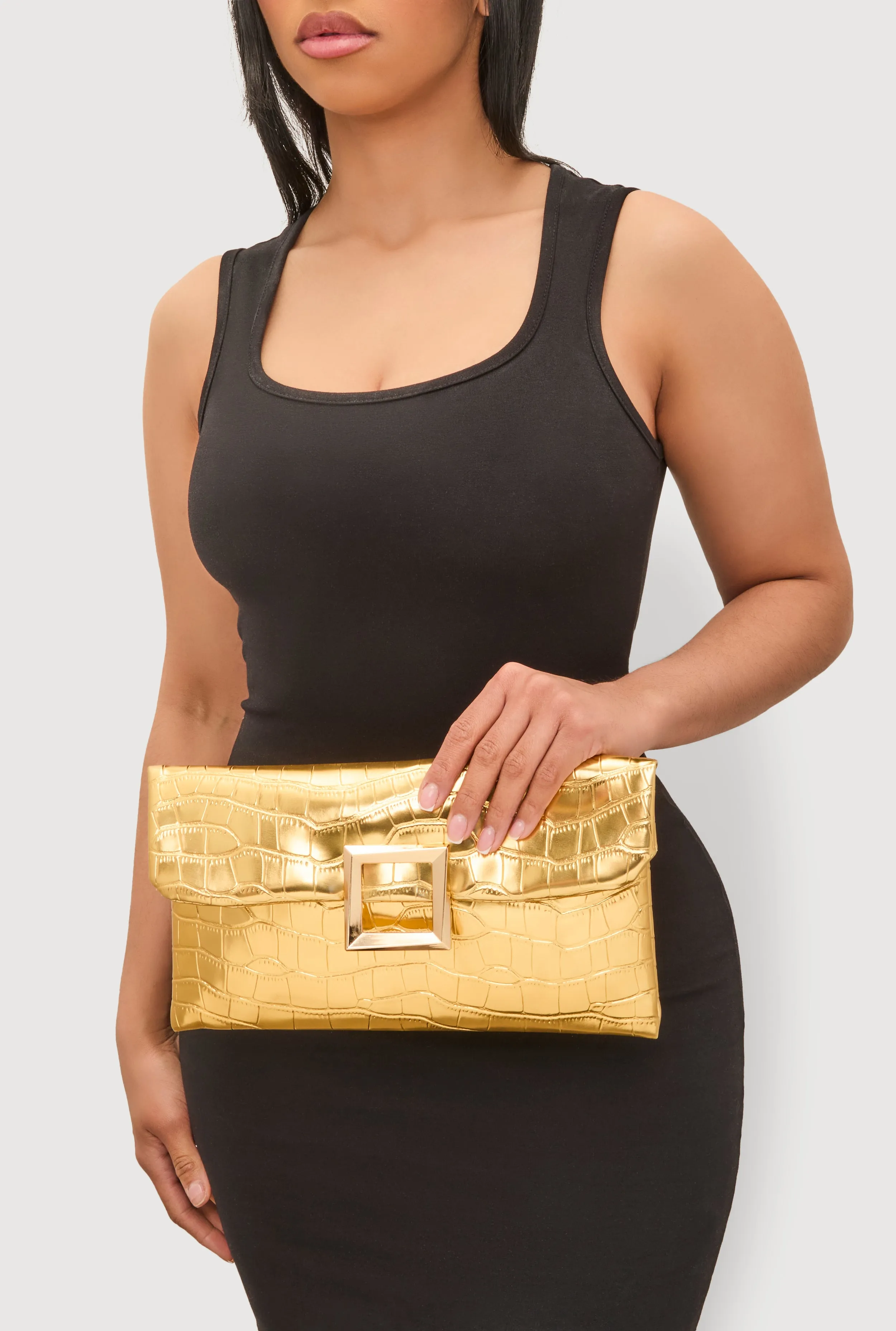 Faux Croc Envelope Clutch Bag sold by Rainbow product image thumbnail 2