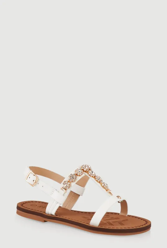Girls Flower Embellished Rhinestone Sandals sold by Rainbow
