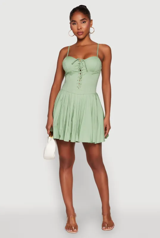 Lace Up Bustier Skater Dress sold by Rainbow