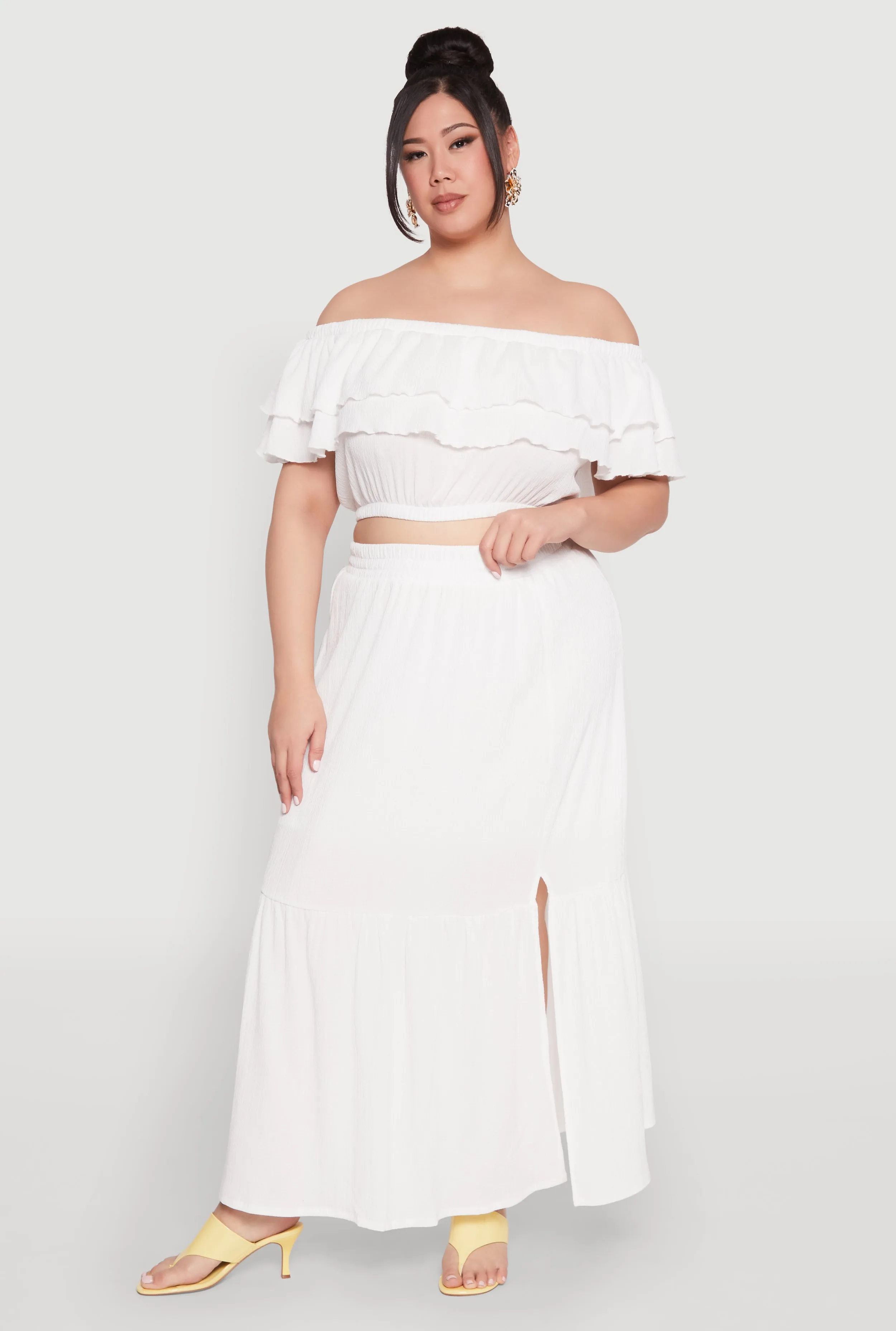 Plus Size Almost Famous Slit Front Tiered Skirt sold by Rainbow