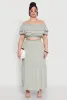 Plus Size Tiered Off the Shoulder Crop Top sold by Rainbow