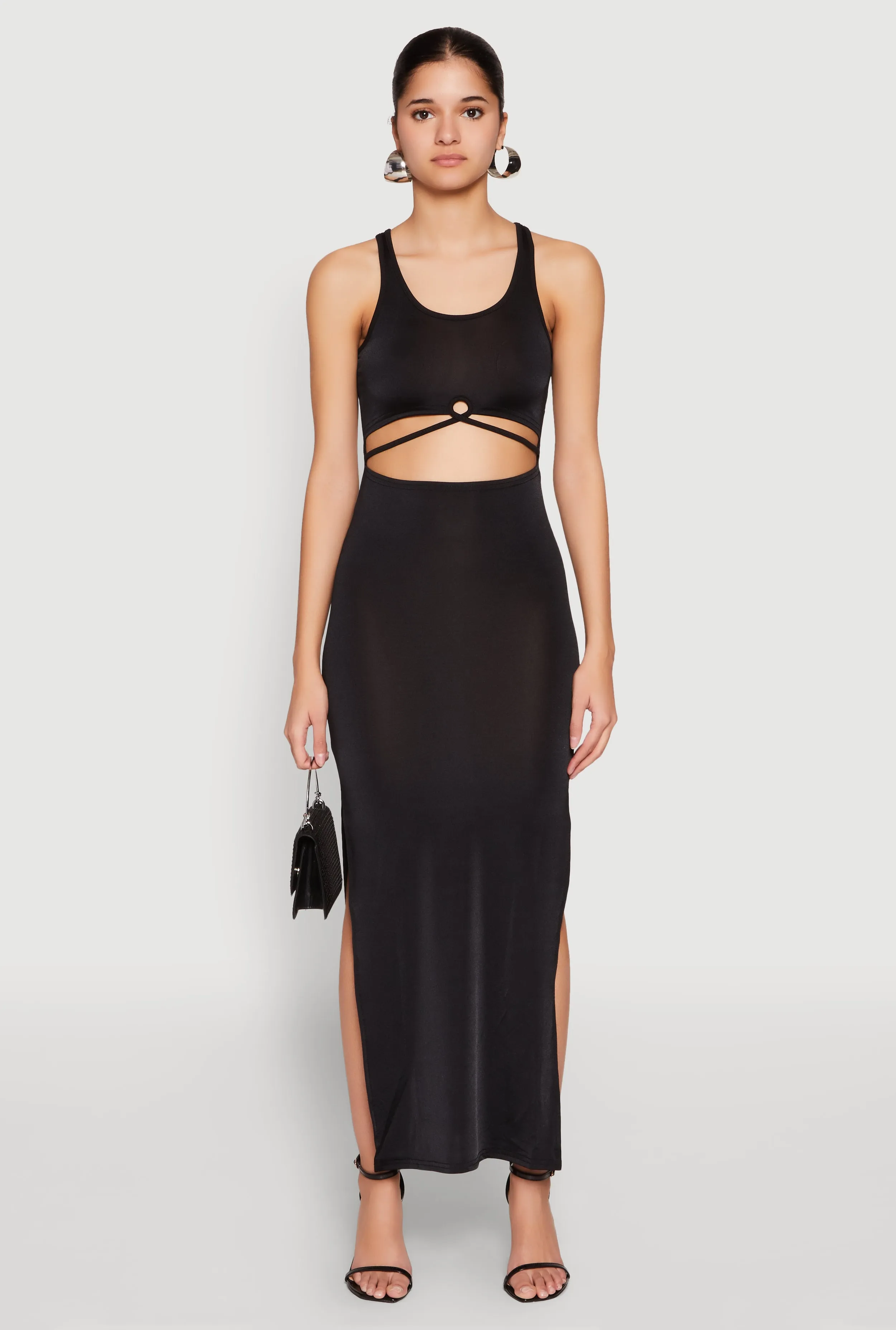 Cut Out Front Side Slit Maxi Dress sold by Rainbow