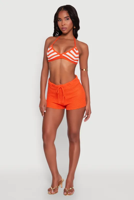 Scalloped Trim Crochet Shorts sold by Rainbow