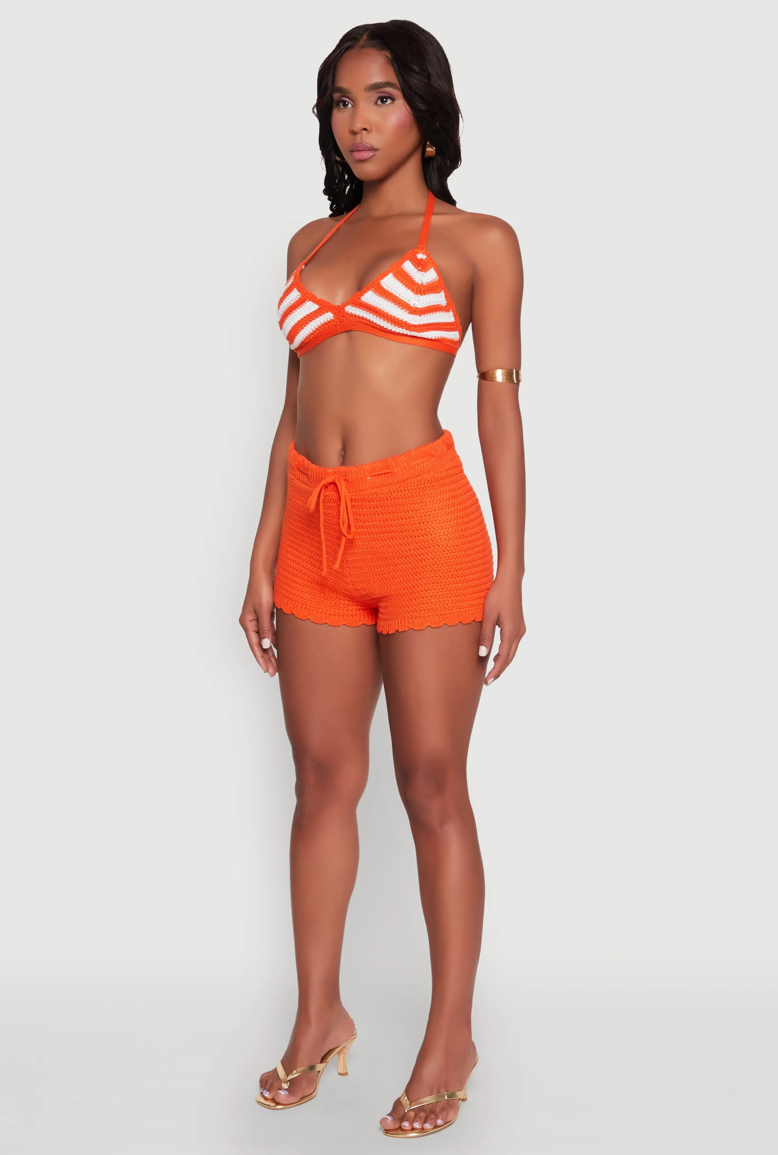 Almost Famous Crochet Striped Halter Crop Top sold by Rainbow product image thumbnail 5