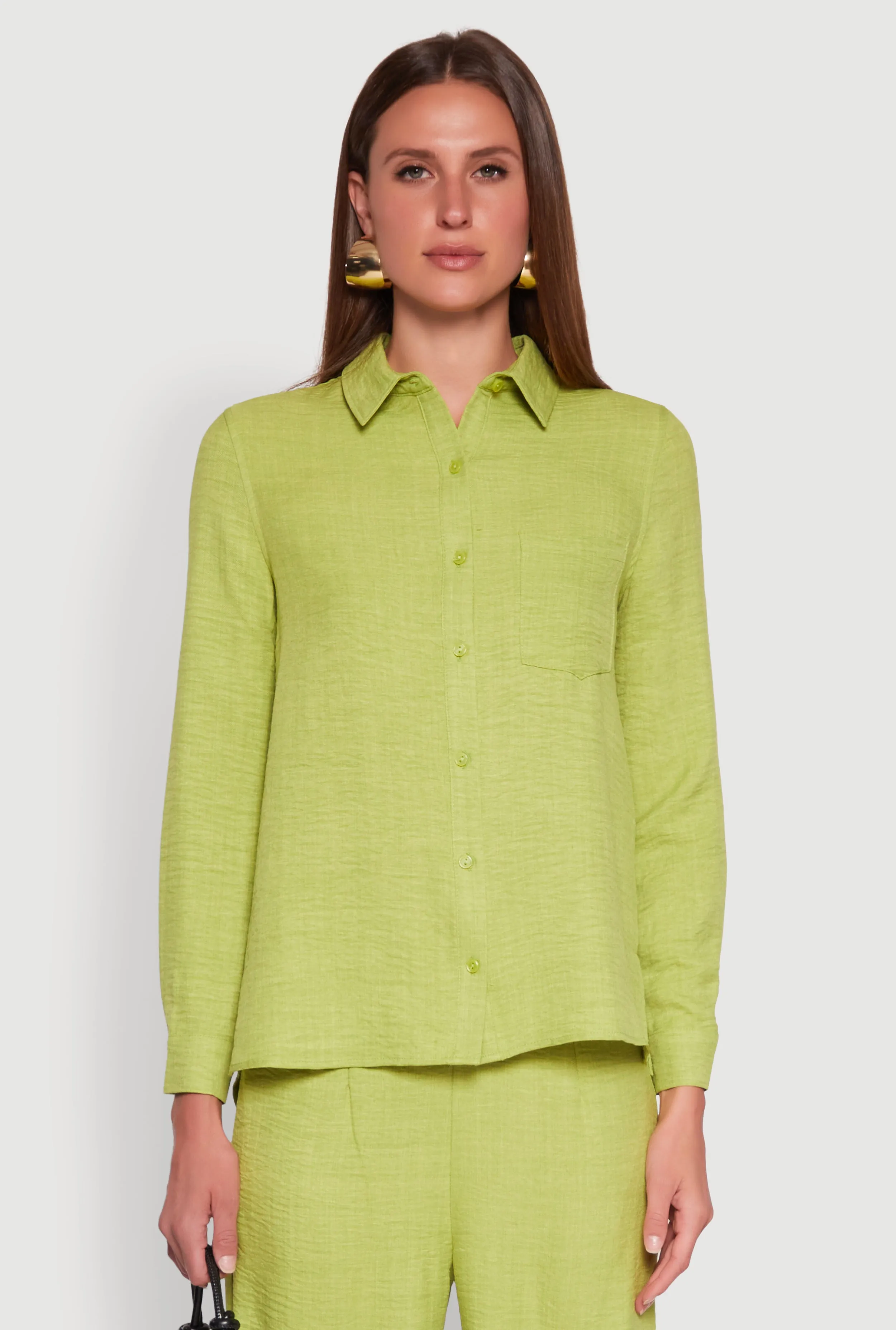 Oversized Linen Button Front Shirt sold by Rainbow