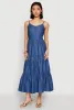 Chambray Sleeveless Button Front Tiered Dress sold by Rainbow