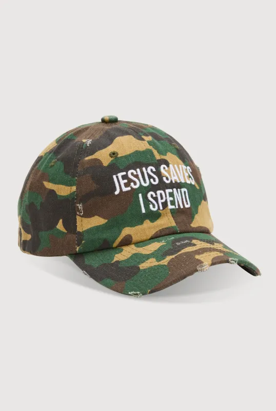 Jesus Saves I Spend Baseball Cap sold by Rainbow