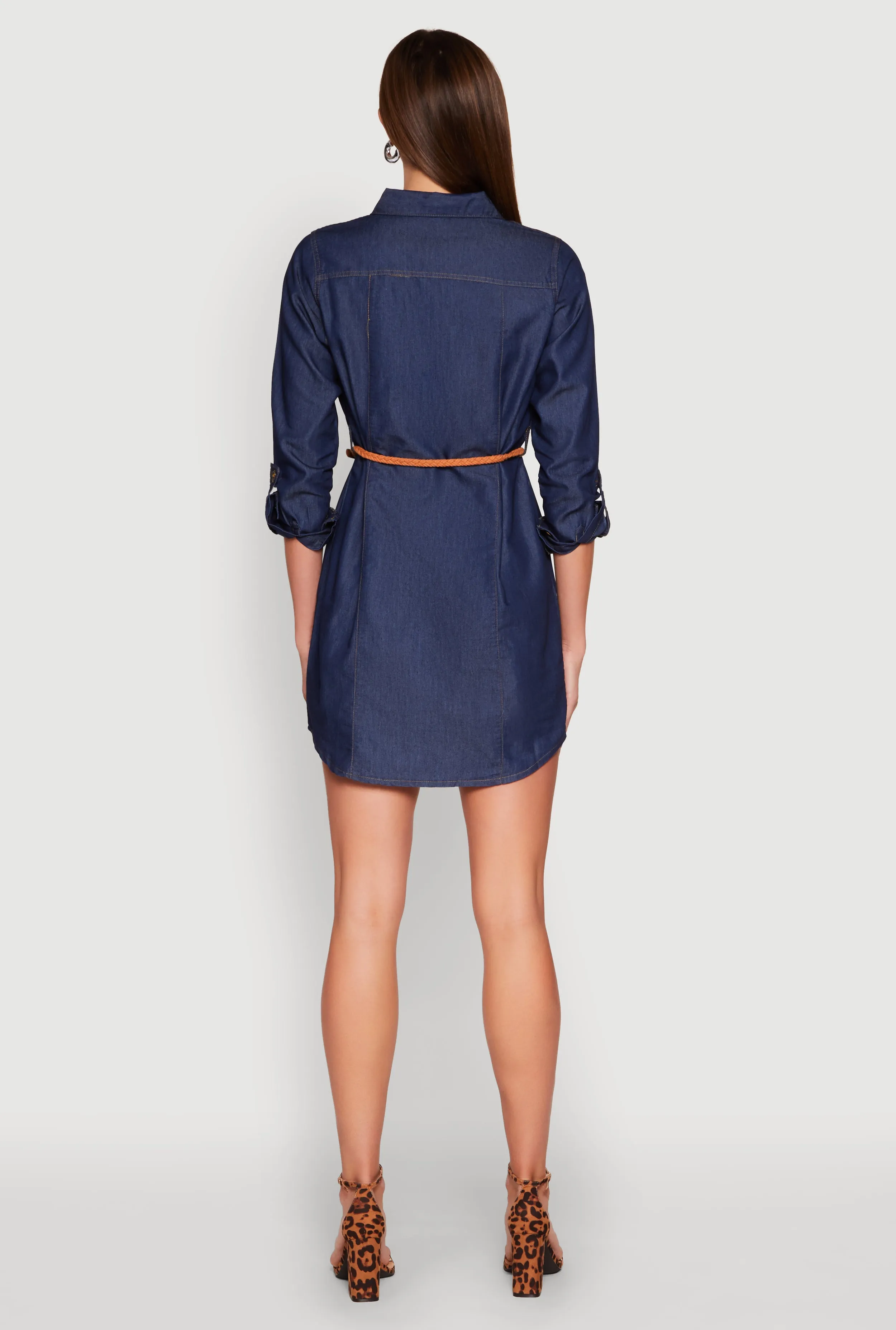 Chambray Tabbed Sleeve Belted Dress sold by Rainbow product image thumbnail 5