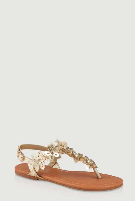 Girls Flower Ankle Strap Thong Sandals sold by Rainbow
